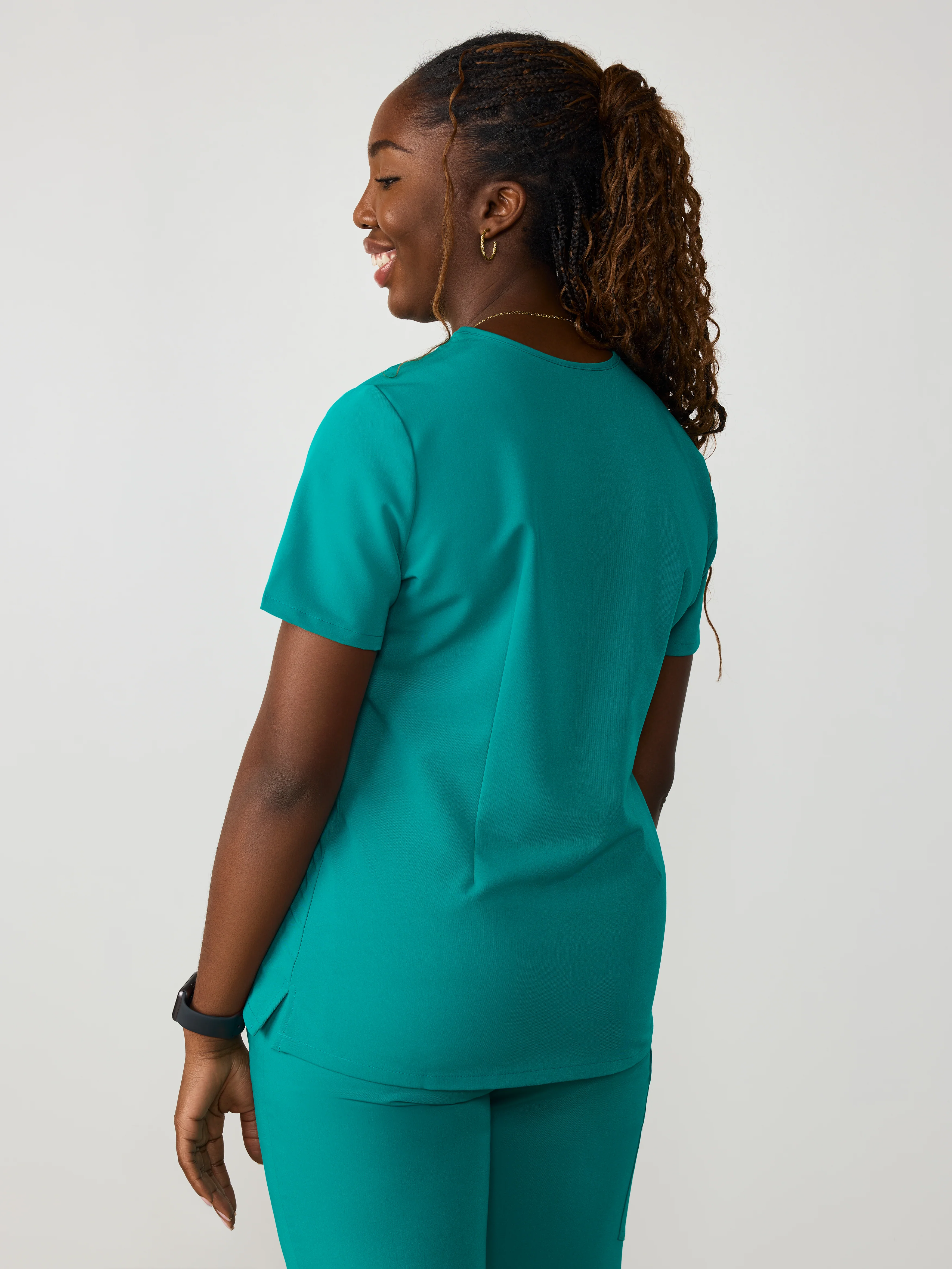GABRIELLE RE-GARDE™ - ARCTIC MINT - One Pocket Scrub Top - SILVADUR™ - Final Sale - Image 3