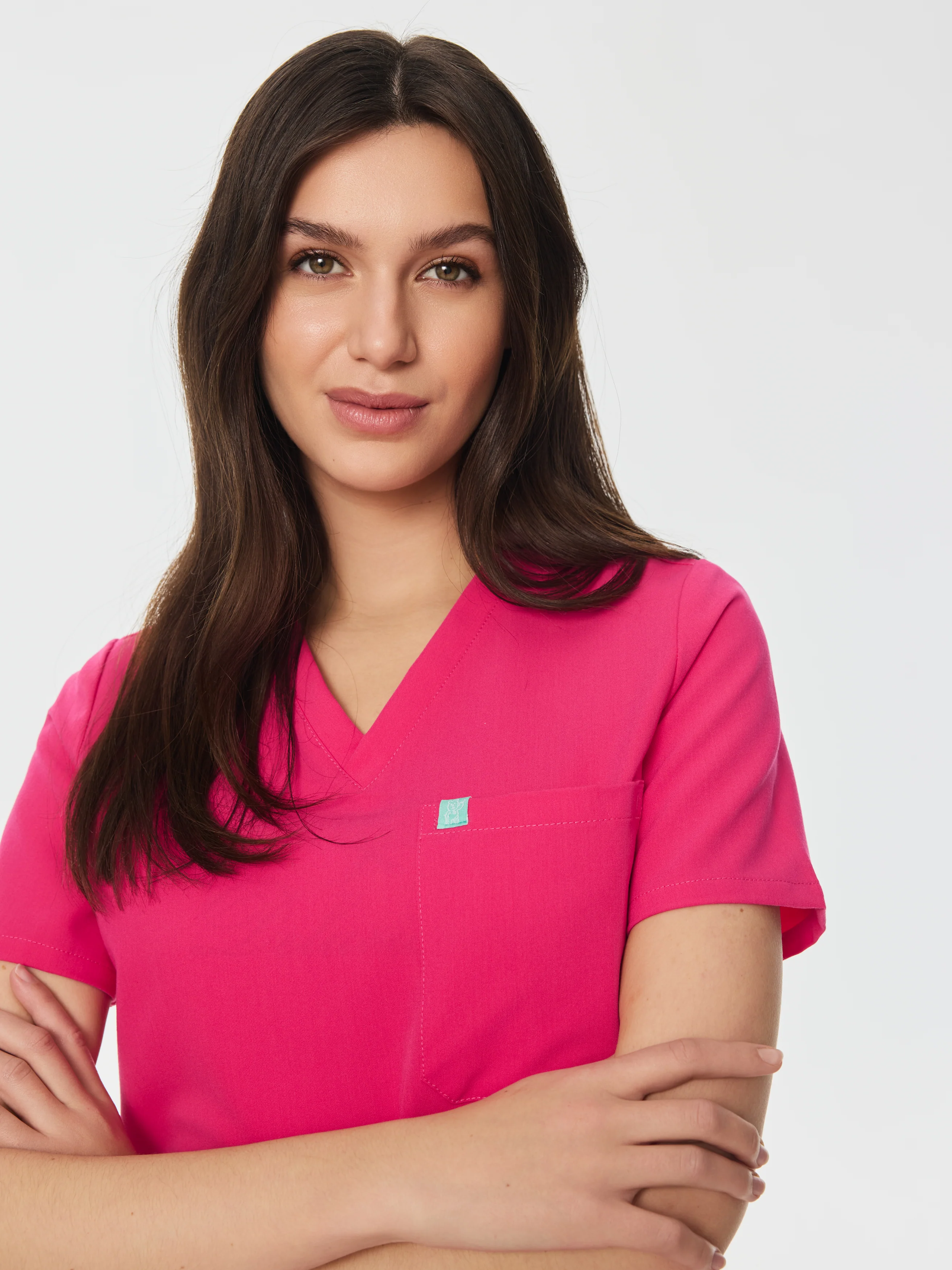 GABRIELLE RE-GARDE™ - PINK CRUSH - One Pocket Scrub Top - SILVADUR™ - Final Sale - Image 2