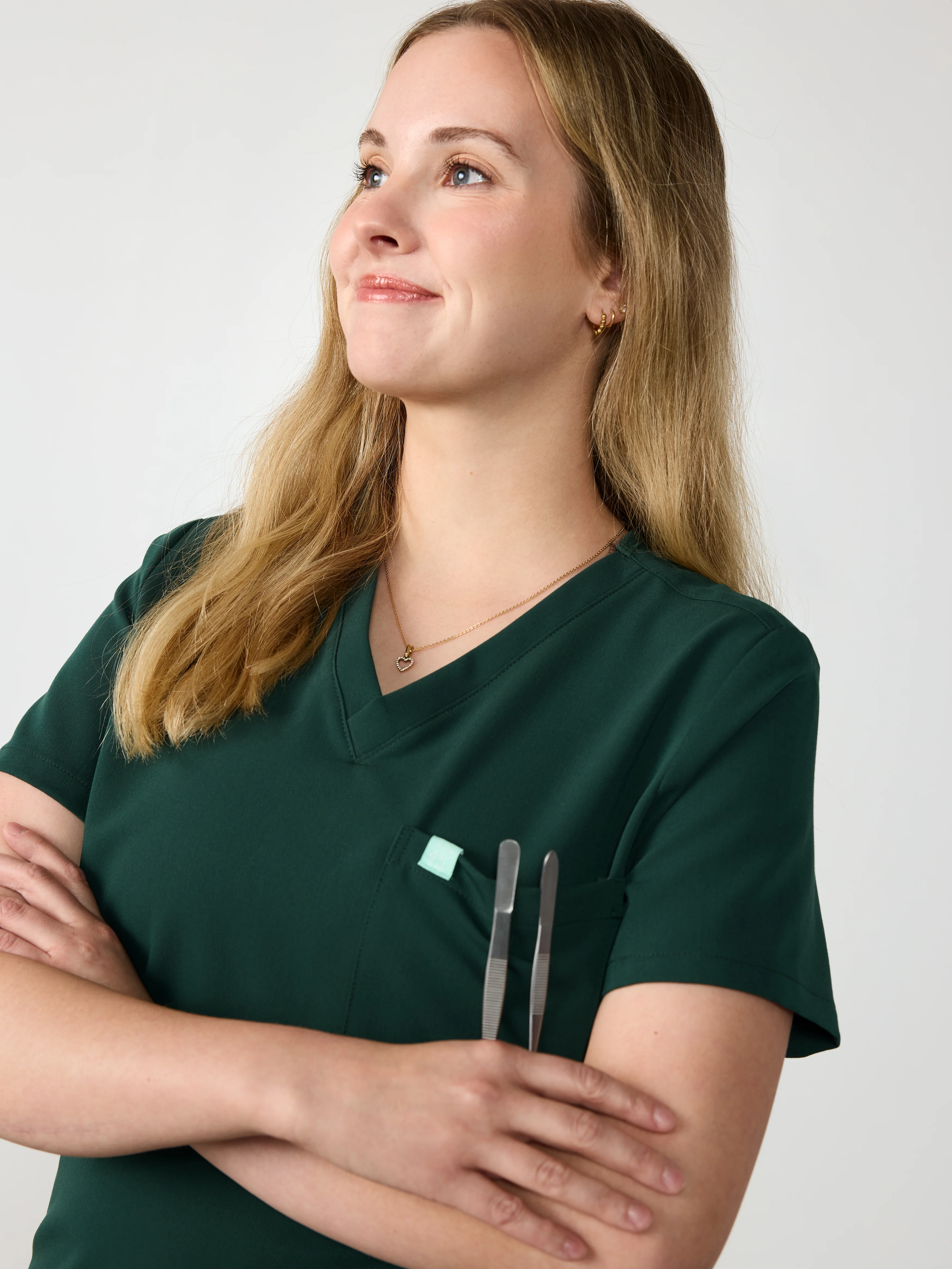 GABRIELLE RE-GARDE™ - FOREST GREEN - One Pocket Scrub Top - SILVADUR™ - Final Sale - Image 2