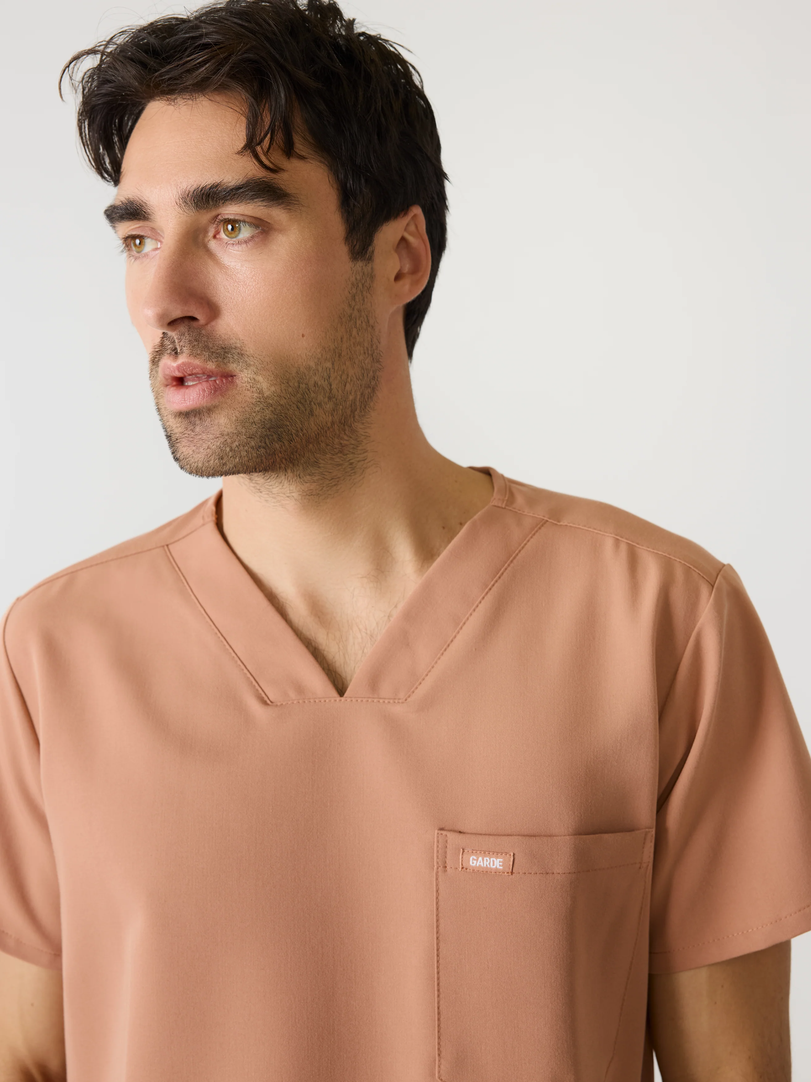 LOGAN RE-GARDE™ - MOCHA - One Pocket Men's Scrub Top - SILVADUR™ - Final Sale - Image 2