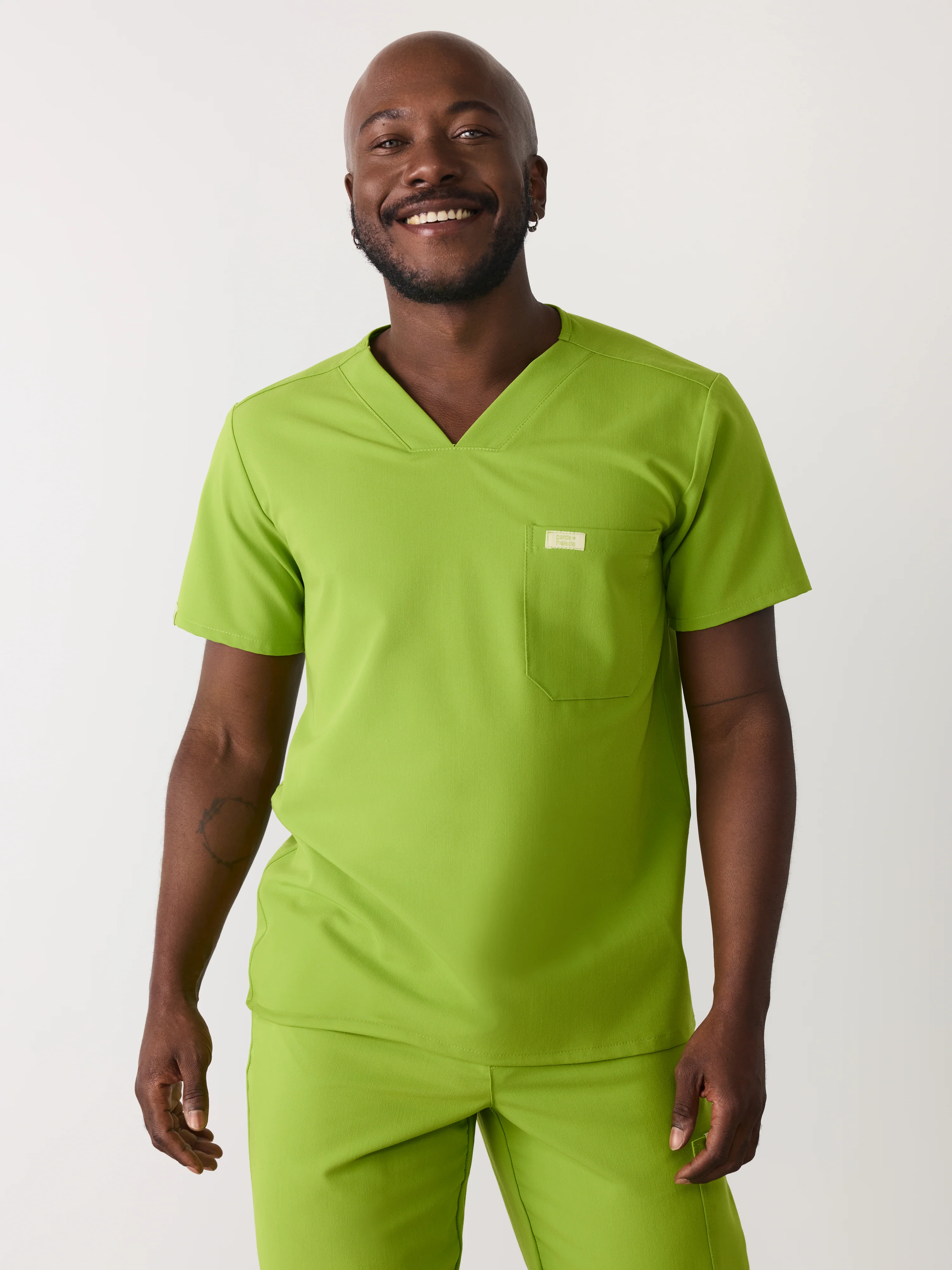 LOGAN RE-GARDE™ - GRUMPY GREEN - One Pocket Men's Scrub Top - SILVADUR™ - Final Sale