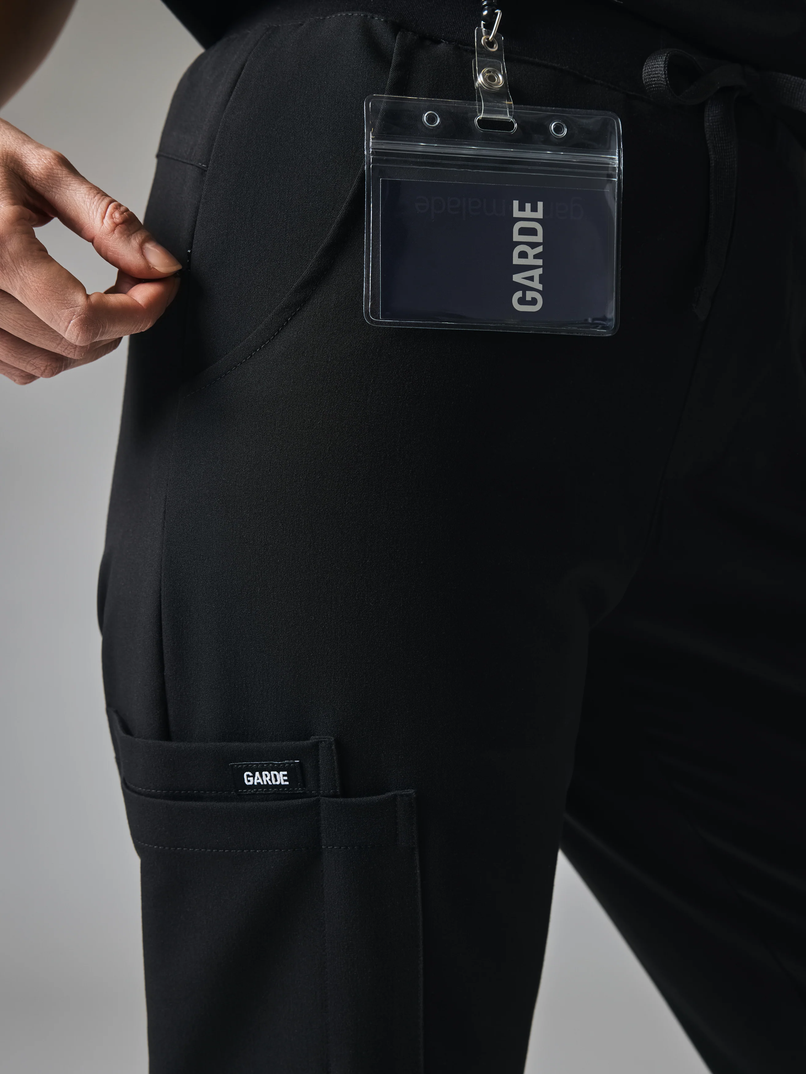 MARIE GARDE™ - BLACK - Six Pockets Jogger Scrub Pants - SILVADUR™ - Image 3