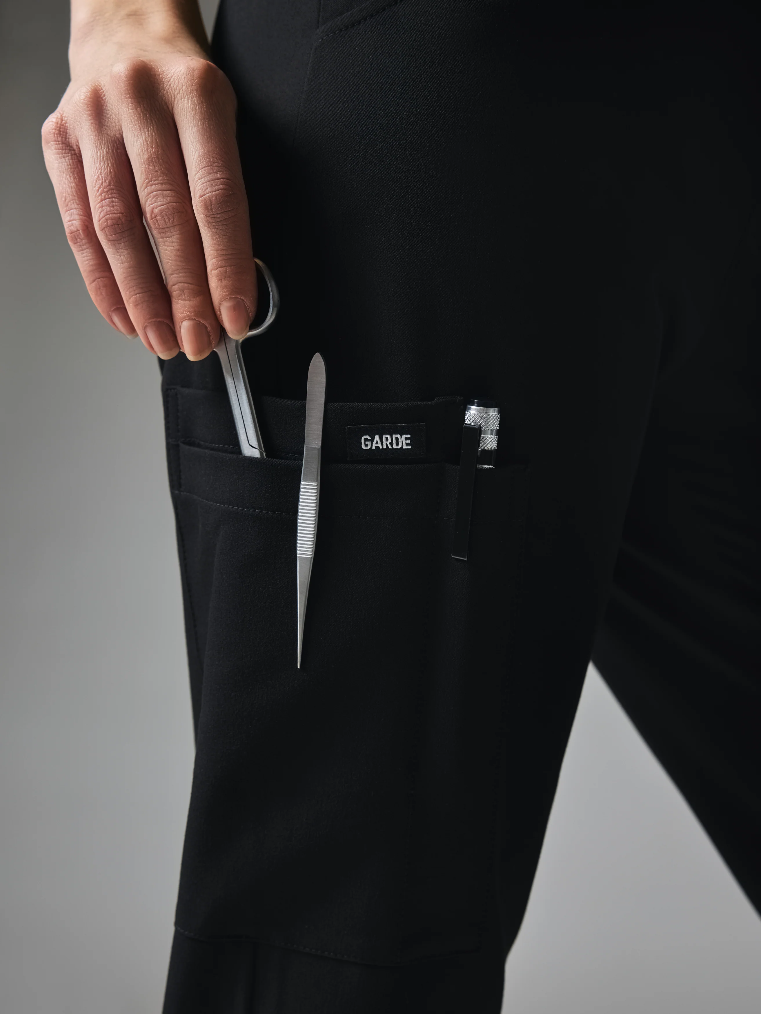 MARIE GARDE™ - BLACK - Six Pockets Jogger Scrub Pants - SILVADUR™ - Image 4