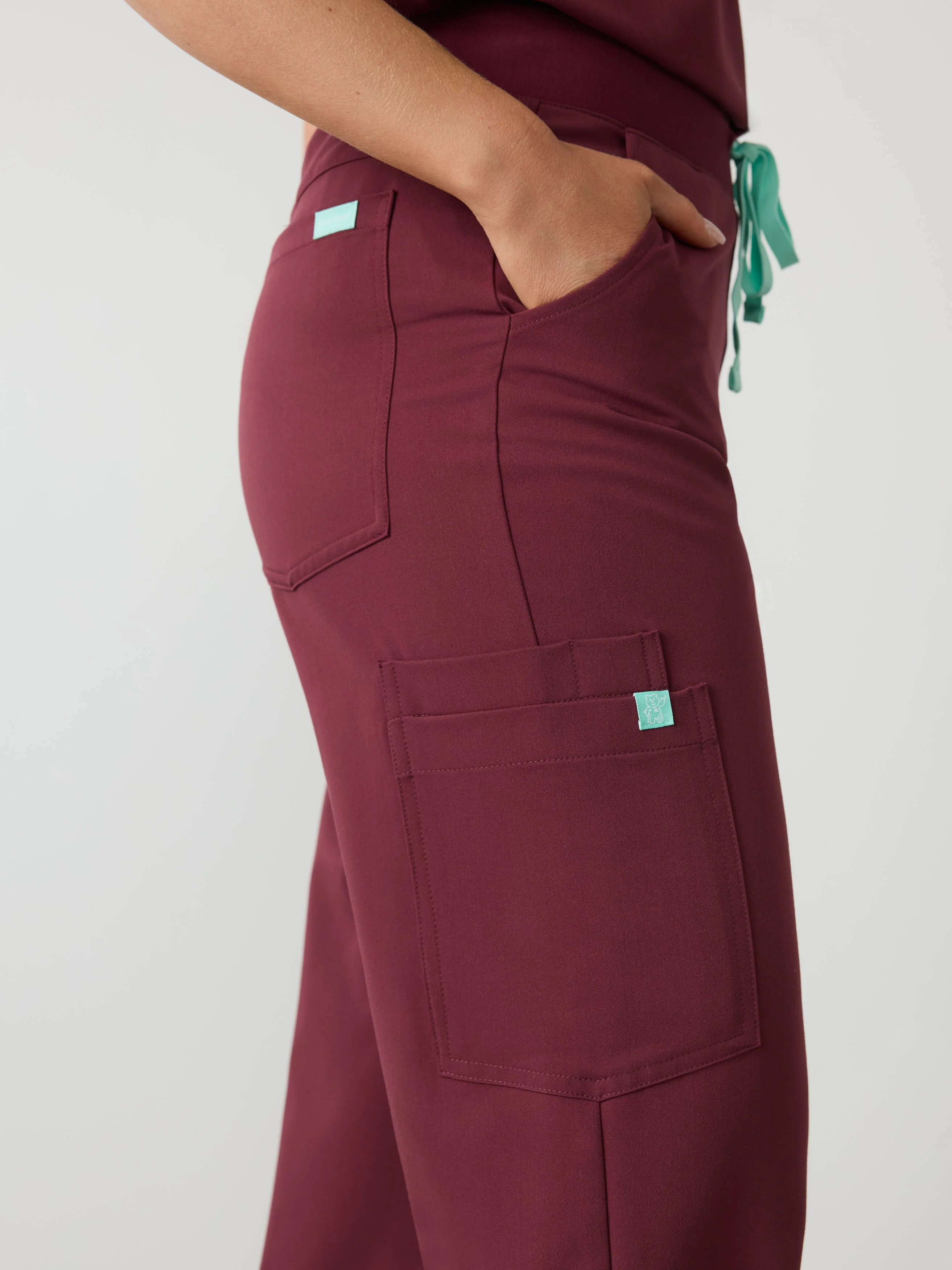 MILA RE-GARDE™ - BURGUNDY - Wide Leg Scrub Pants - SILVADUR™ - Image 3