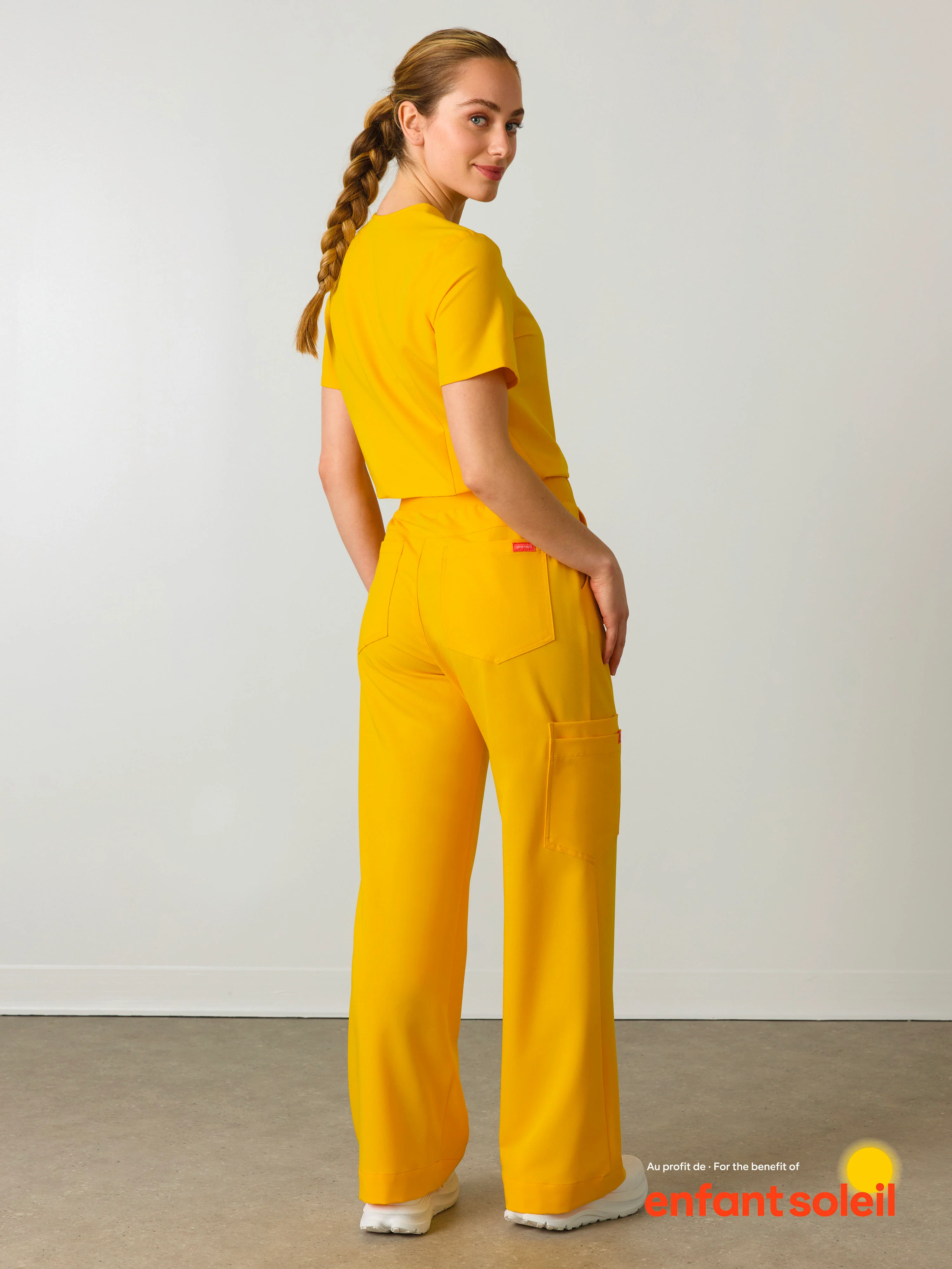 MILA RE-GARDE™ - SUNSHINE YELLOW - Wide Leg Scrub Pants - SILVADUR™ - Image 4