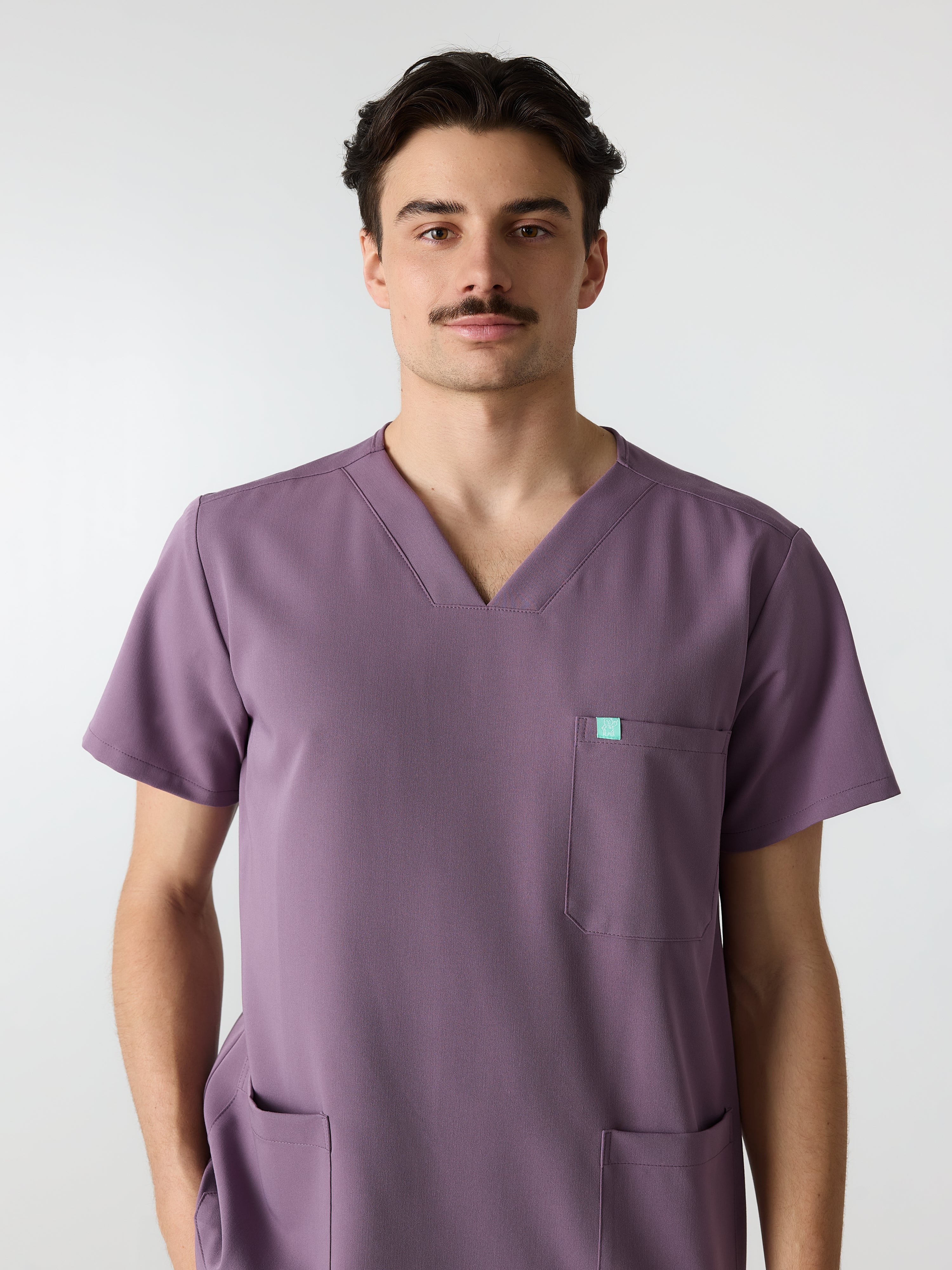 ZACK RE-GARDE™ - DUSTY PURPLE - Three Pockets Men's Scrub Top - SILVADUR™ - Image 2