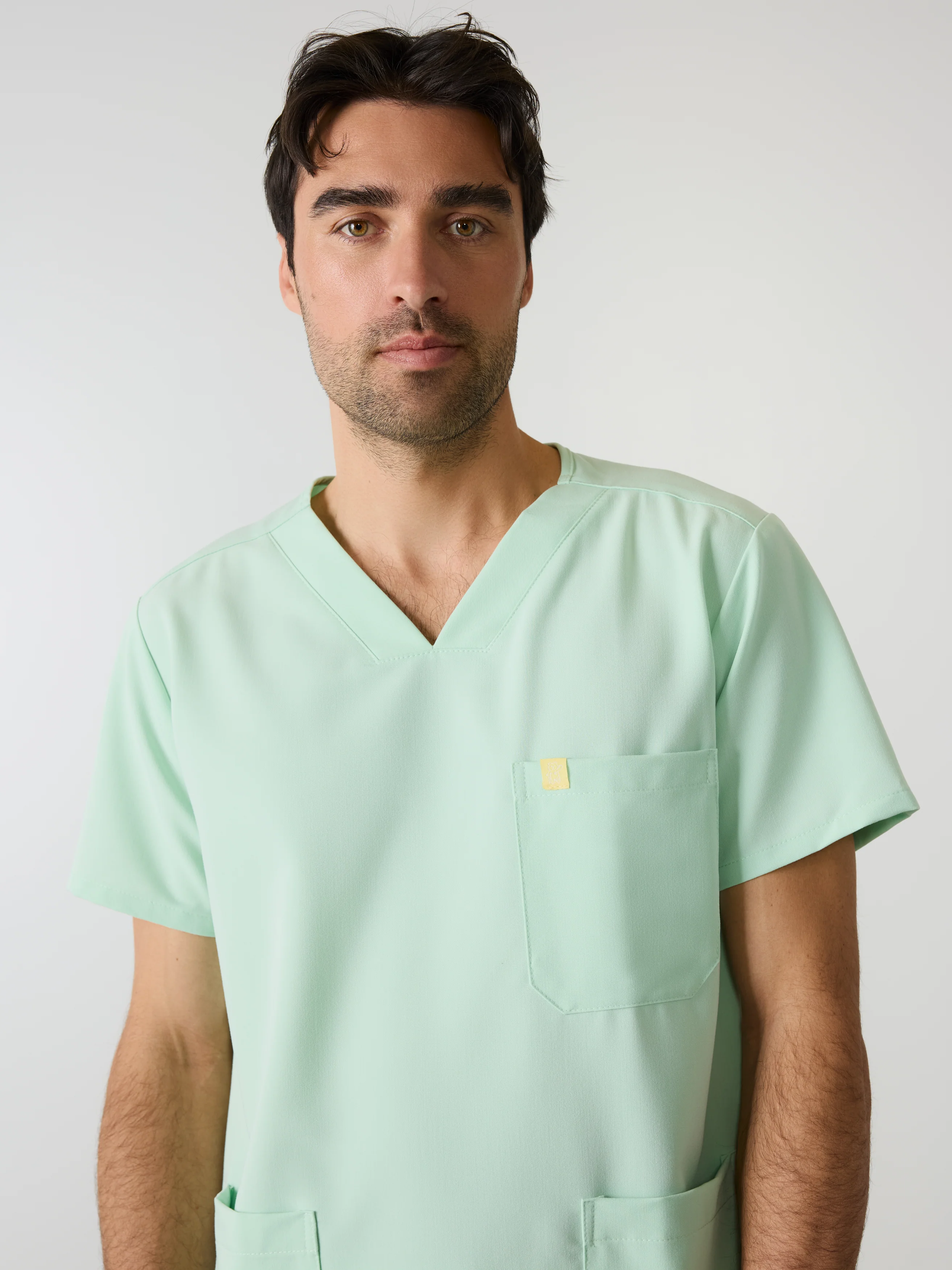 ZACK RE-GARDE™ - MISTY MINT - Three Pockets Men's Scrub Top - SILVADUR™ - Final Sale - Image 2