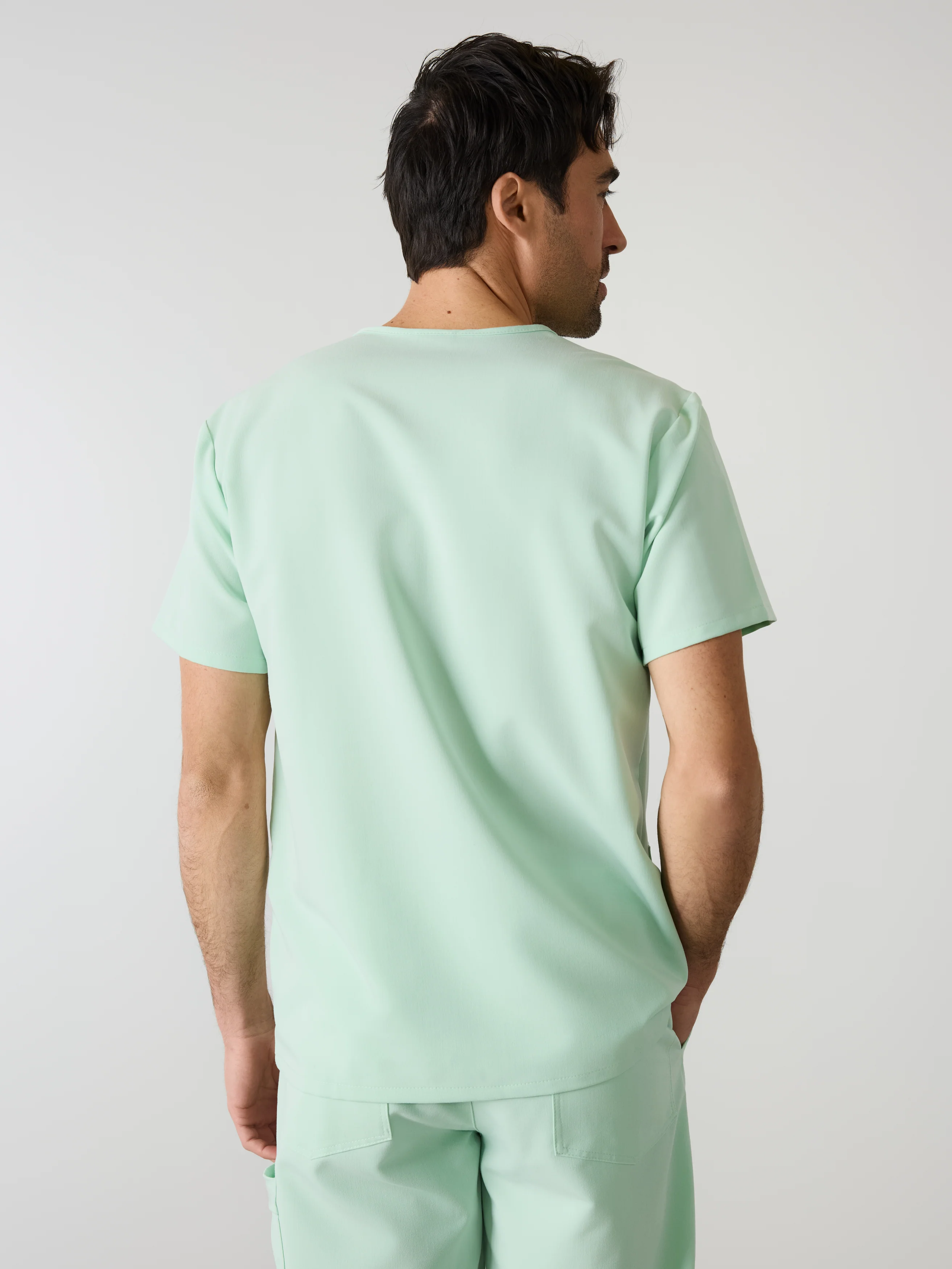 ZACK RE-GARDE™ - MISTY MINT - Three Pockets Men's Scrub Top - SILVADUR™ - Final Sale - Image 3