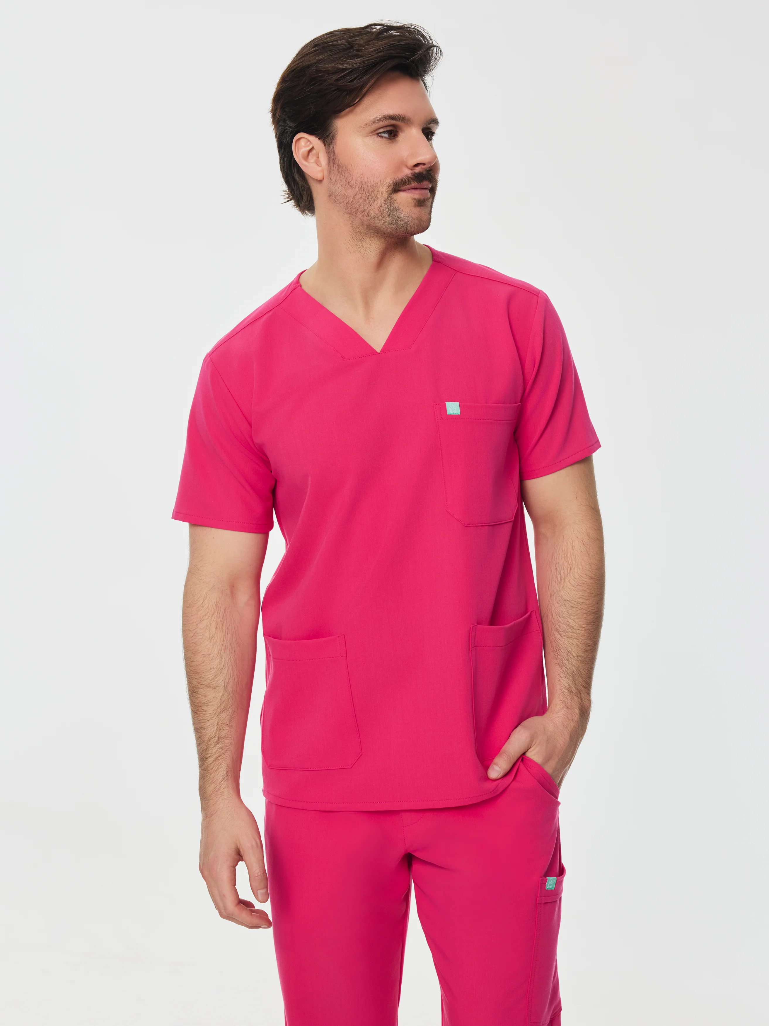 ZACK RE-GARDE™ - PINK CRUSH - Three Pockets Men's Scrub Top - SILVADUR™ - Final Sale