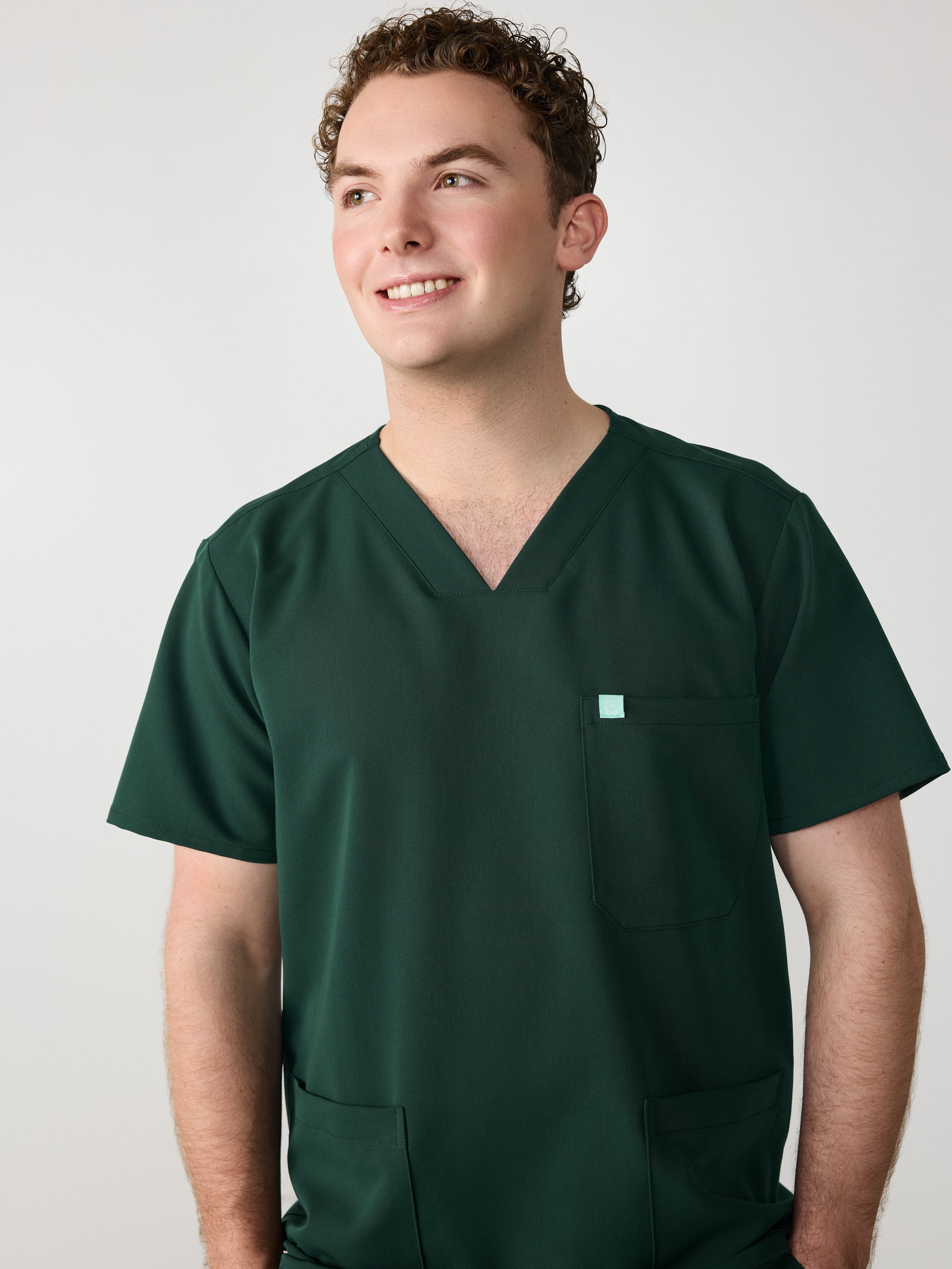 ZACK RE-GARDE™ - FOREST GREEN - Three Pockets Men's Scrub Top - SILVADUR™ - Final Sale - Image 2